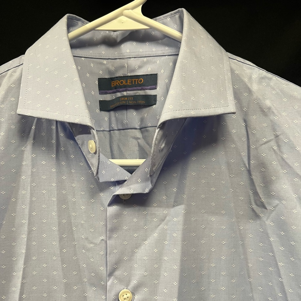Broletto  Blue Casual Button Up Long Sleeve Shirt, 15.5 34/35